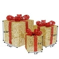thumbnail image 3 of Bibana Set of 3 Christmas Lighted Gift Boxes, Plug-in Holiday Decor for Indoor & Outdoor, Yard, Wedding, and Home (Gold), 3 of 6