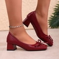 thumbnail image 6 of Women's Pumps Shoes for Women Trendy Square Toe Bow Decor Leather Block Heel Pumps Comfortable Casual Dress Shoes Spring Summer Fashion Plus Size Black Shoes for Women, 6 of 10