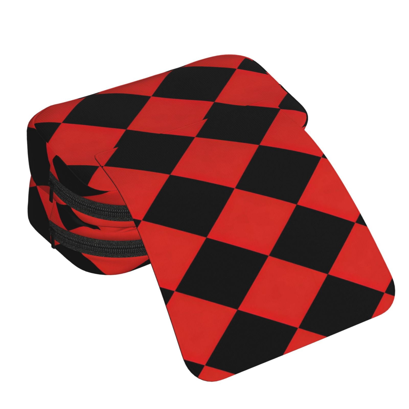 Large-Capacity Flip-Top Double-Layer Pencil Case, Multi-Functional Pocket Pen Case, Durable Stationery Organizer Red And Black Checkered Pattern (9)