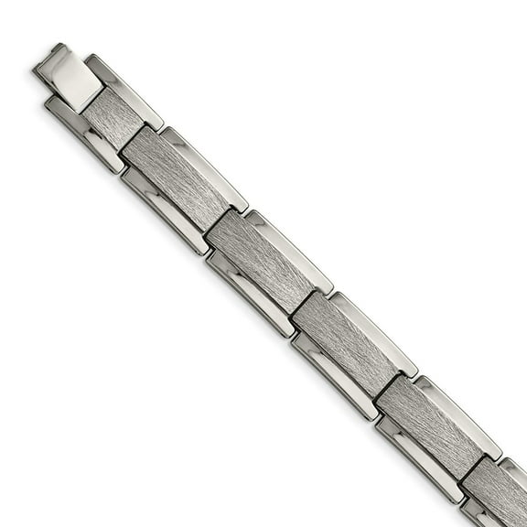 Tungsten Polished and Satin 8.25in Chain ; 8.5 inch; for Adults and Teens; for Women and Men
