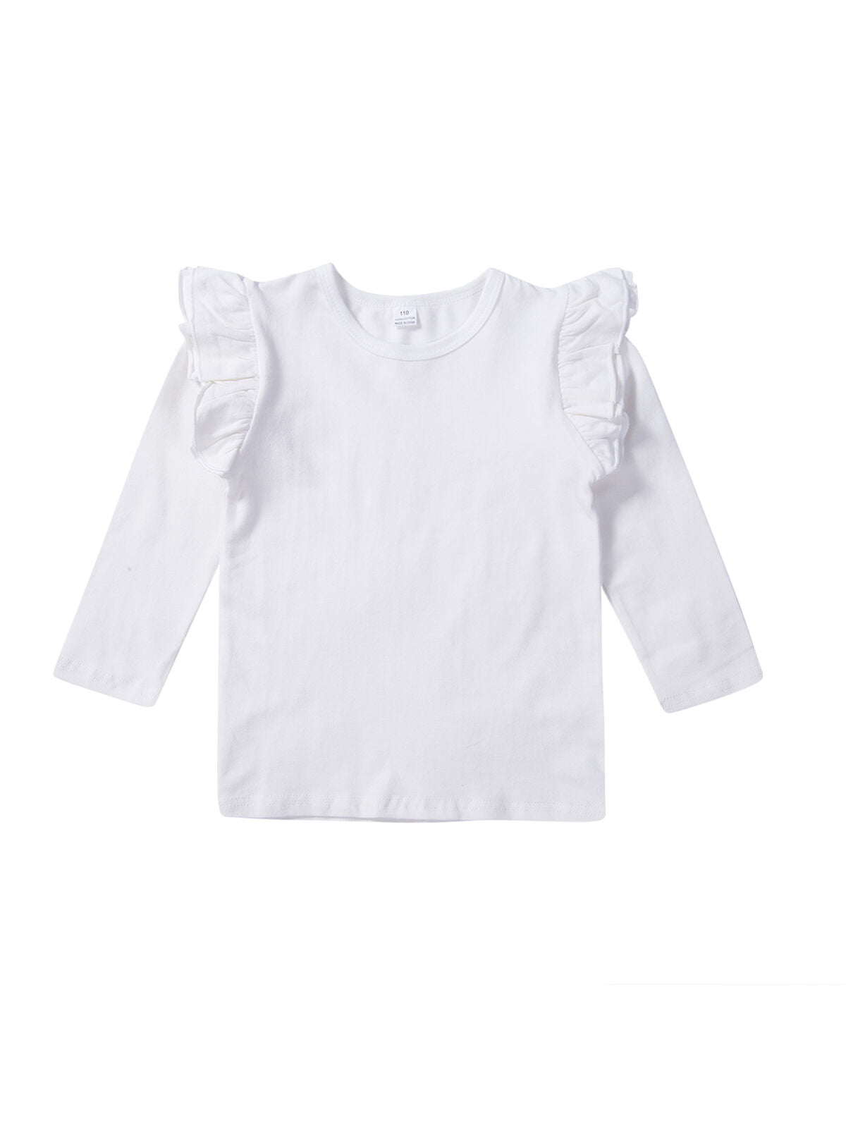 Toddler Kids Baby Girl Long Sleeve Knit Blouse Ruffled Shoulder T-Shirt Top with Adjustable Straps