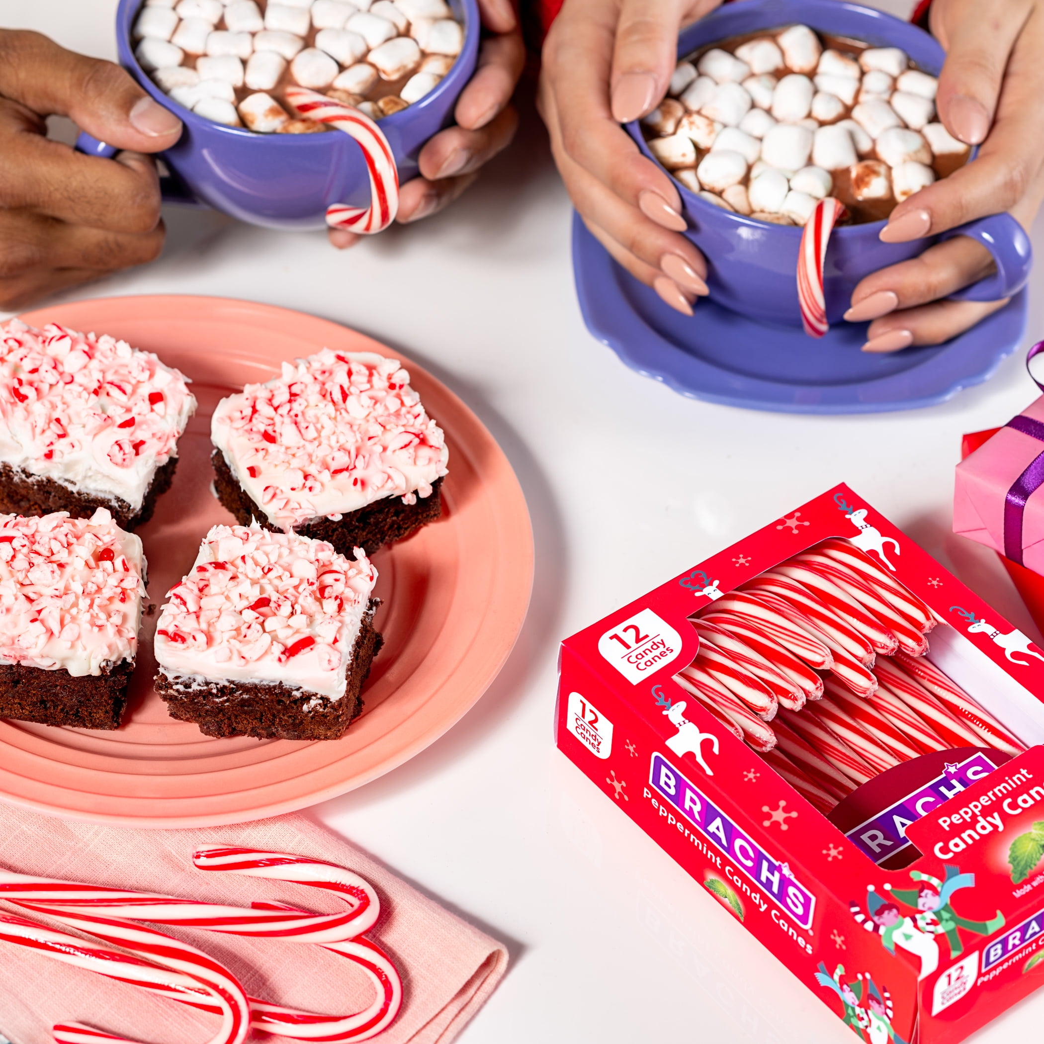 (3 pack) Brach's Peppermint Candy Canes, Christmas Candy Canes, 5.3 oz, 12 Count