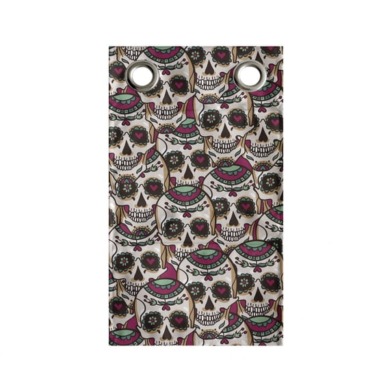 Sugar Skull Hanging Pocket Organizer, Creepy Head Bones with Paisley Floral Patterns Flowers Day of the Dead Art, Printed Polyester Storage Bag with Pockets, 9" x 27", Cream Green Red