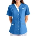 thumbnail image 4 of Wutalume Women's Quick Dry Fabric Solid Color V-Neck Short Sleeve Scrub Top, Healthcare and Medical Work Uniform,Navy XL, 4 of 4