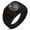 Black, variant on Stainless Steel Ivy Branch Kamon Crest Geometric Pattern Step-Down Biker Style Polished Ring