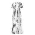thumbnail image 2 of Daeful Robe à Manches Courtes Robe d'Été Col Rond Robes Dames Bohème Ample Imprimé Teinture sur Nœuds Blanc TP, 2 of 9