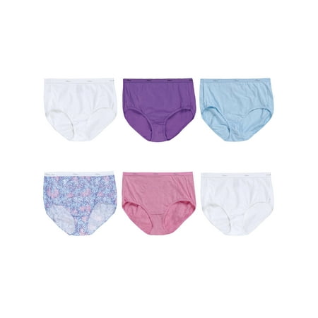 Hanes Women's Cotton Brief Panties 6 Pack (Best Workout Underwear Women's)