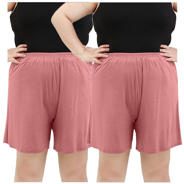 Cameland 2PC Womens Pajamas Lounge Bottom Solid Color Elastic Waist Pajama Shorts Sleep Pants