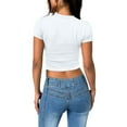 thumbnail image 4 of Womens Slim Fitted Crop Tops - Basic Crew Neck Short Sleeve Casual Tees for Going Out, 4 of 5
