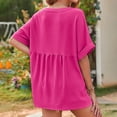 thumbnail image 5 of Ruyang Summer Tops for Women Women's Super Large Solid V Neck Short Sleeve Casual Loose Top Women Shirts, 5 of 9