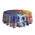 thumbnail image 5 of Round Waterproof Tablecloth 60×60 Inch, Boho Style Reusable Indoor/Outdoor Durable Table Cover for Party Kitchen Dinner Room Decor, 5 of 6