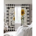 thumbnail image 4 of Sunflowers Blackout Curtains for Bedroom Living Room Darkening Curtains 84 Inch Length 2 Panels Set Yellow Floral Botanical Black White Checkered Rustic Window Curtain Window Treatment Drapes 42"x84", 4 of 9
