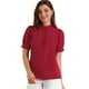thumbnail image 1 of INSPIRE CHIC Tops de blusa de trabajo con cuello redondo y mangas cortas con tapeta de medio botón con volantes para mujer rojo L, 1 of 6