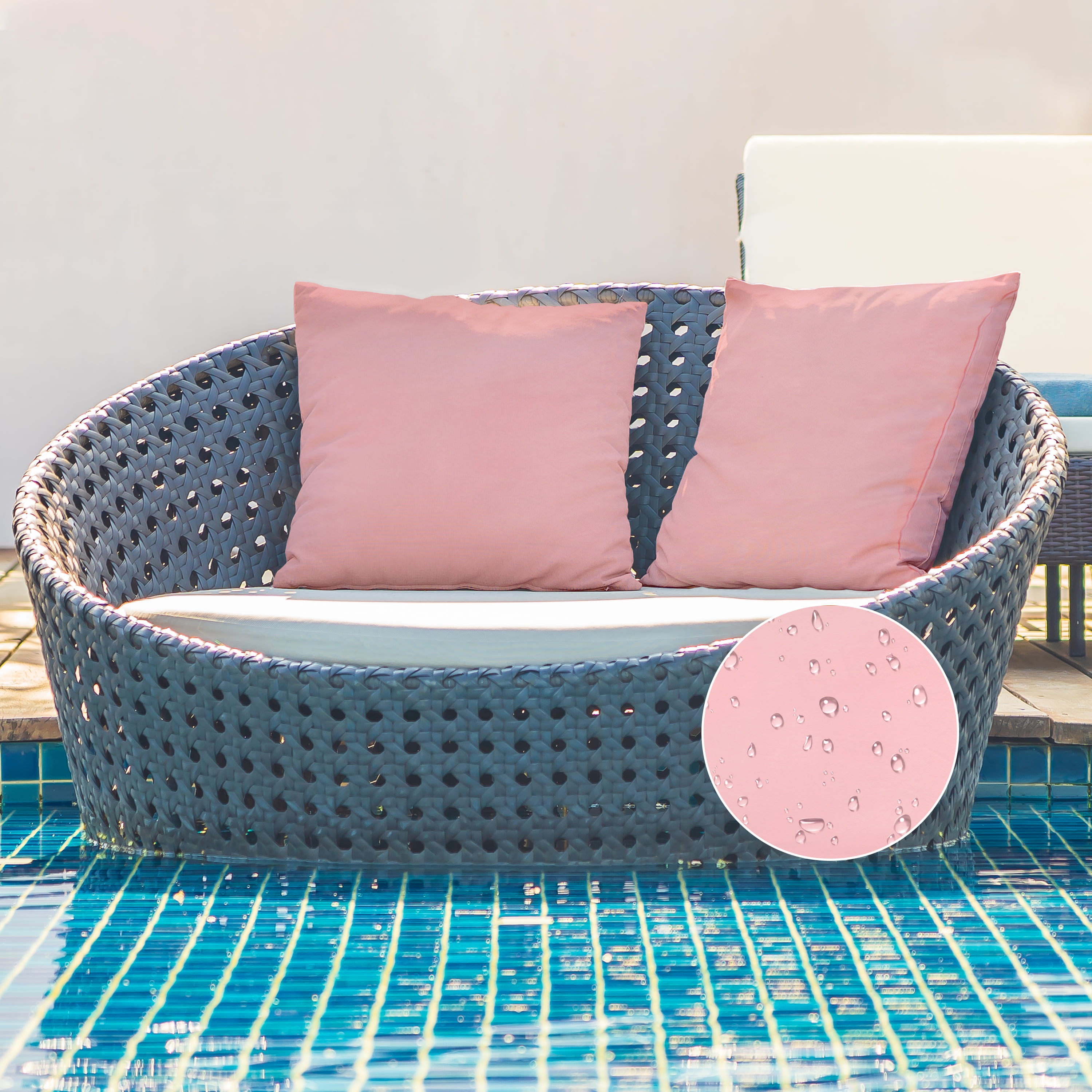 A1HC Outdoor Waterproof Pillow Covers 20x20 Inch, Pack of 2, Pink Flare – Luxurious Decorative Throw Pillow Covers for Garden, Sofa & Chairs
