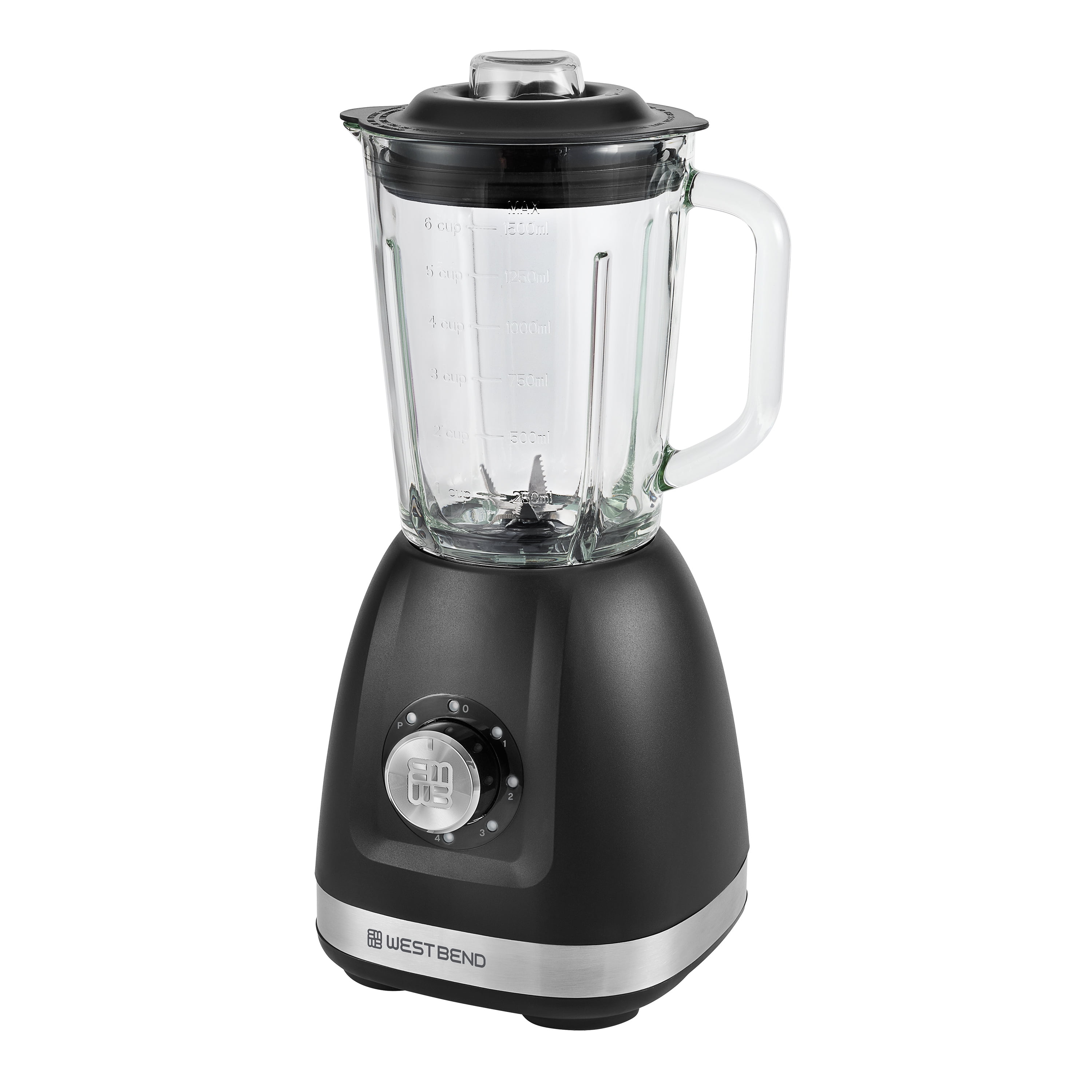 West Bend Multi-Function Blender, 48 oz Glass Jar, with Travel Cup, in Black