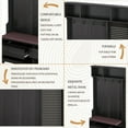 thumbnail image 4 of Hall Tree with Bench & Shoe Storage, 3-in-1 Entryway Organizer with 2 Drawers, Open Shelves & DIY Pegboard, Removable Linen Cushion & Coat Rack for Hallway, Living Room, Balck, 4 of 9