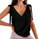 thumbnail image 1 of Playeras,Blusas y Tops,Ropa para Mujer Tank Top Vestido 2023 correa de hombro correa de camiseta sin mangas mujer verano Vintage cuello en V Top (Black, M), 1 of 5