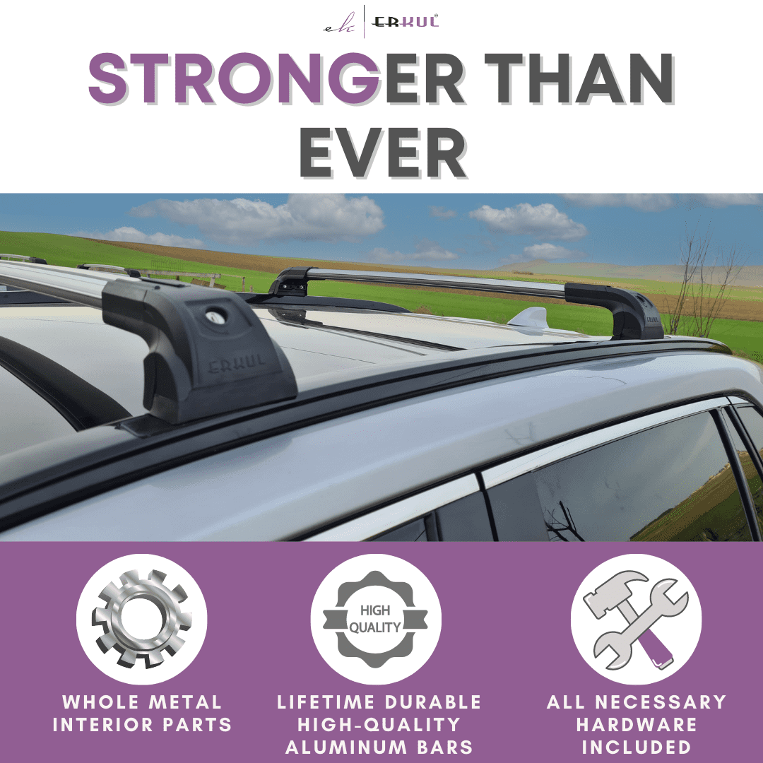 ERKUL Heavy Duty 220lbs Roof Rack Cross Bars for Kia NIRO 2016-2022 | Solid Metal Mounts | Anti-Theft Lock Aluminum Crossbars for Rooftop, Cargo Carrier, Luggage | Black