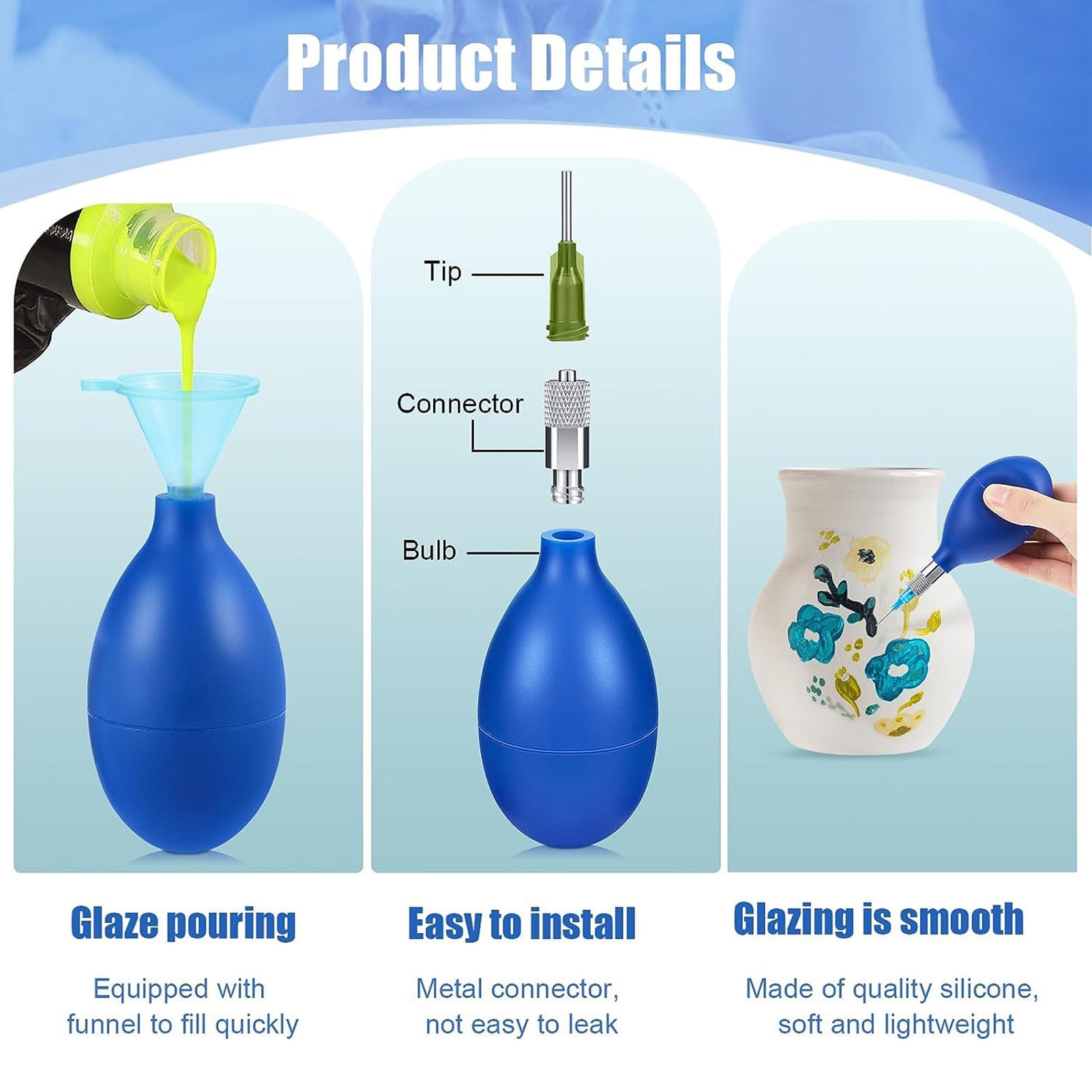 Ludlz 108Pcs Pottery Tools with Slip Trailer Bottle Assorted Fine Tip Needle Replacement Filling Funnel Connector Precision Applicator Glaze Bottle Clay DIY Tools Kit
