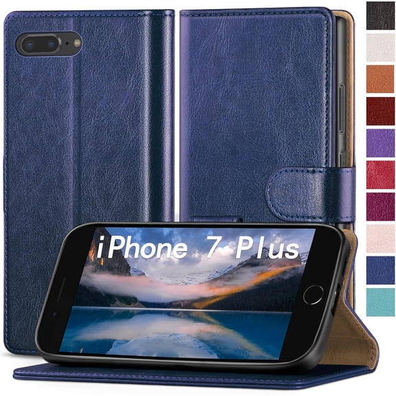 for iPhone SE2/SE 3rd 2022/7/8 4.7" Phone case[RFID Blocking Leather],[3 Credit Card Slot] Flip Folio Book Shockproof Protector,Holder Stand case,Women Men for Apple SE Wallet Cover,Blue