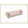 thumbnail image 3 of 71.7-Inch Teddy Fleece Convertible Sofa Bed with 2 Pillows - 3-Seat for Living Room/Bedroom (Green/Gray/Beige/Pink), 3 of 9