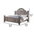 thumbnail image 4 of Recus King Bed-Carved Floral Details-Arched Headboard-Gray Wood, 4 of 7