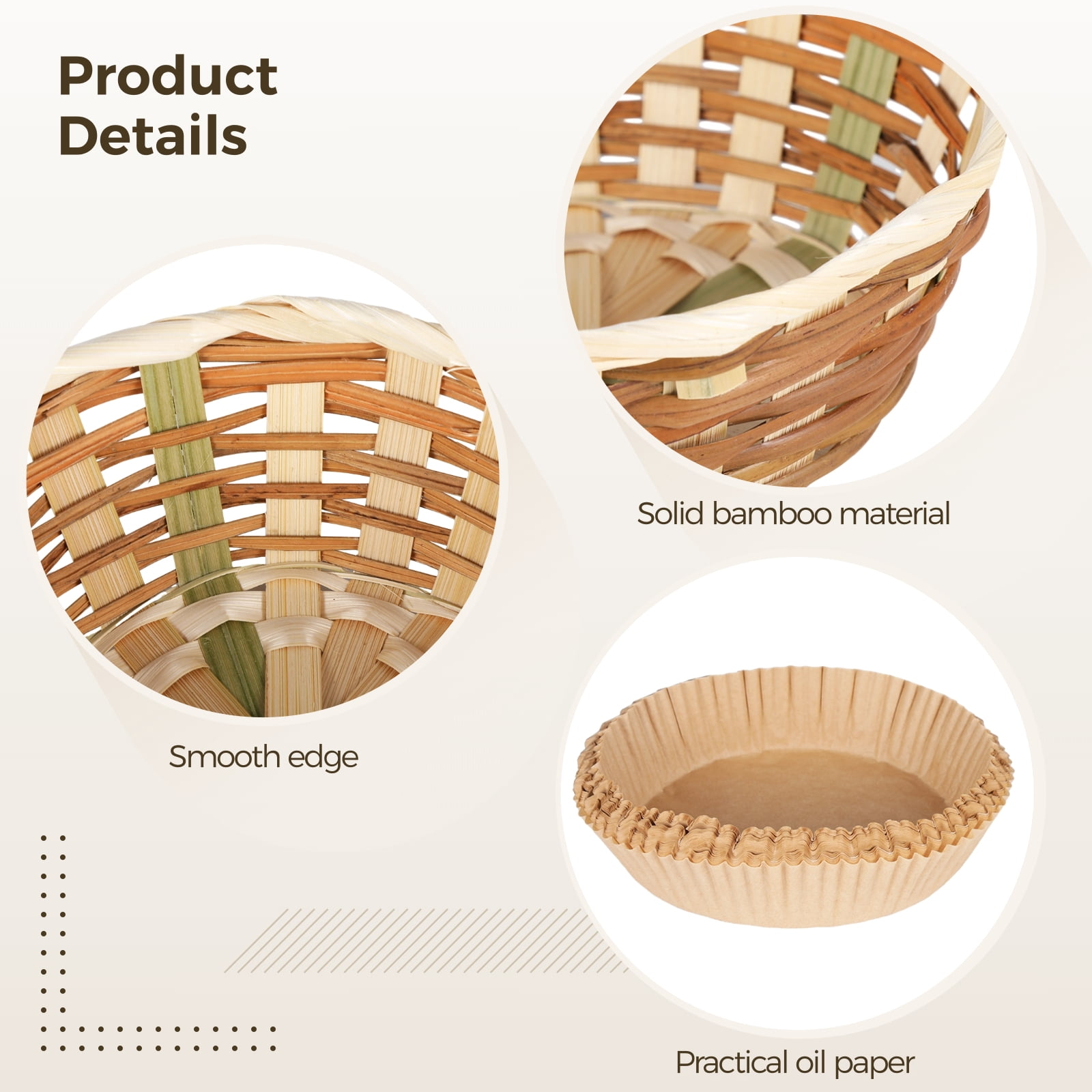 12 Pack Bamboo Woven Bread Baskets - 7-Inch Round Stackable Baskets | Farmhouse Ventilated Pantry Fruit Storage Bins, Countertop Display Baskets for Kitchen Restaurant Decor