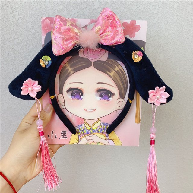 Diadema de rejilla de estilo chino para Año Nuevo, tocado de princesa de estilo palaciego, borla de flor de mariposa antigua, bandera para la cabeza