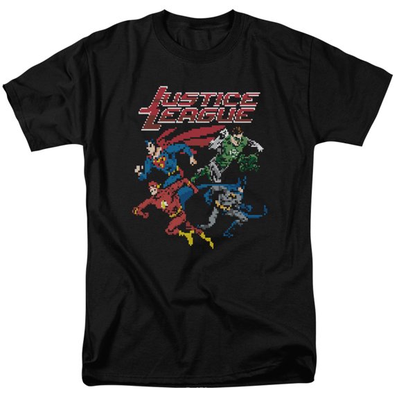 JLA Justice League Pixel League S/S Adult 18/1 T-Shirt Black