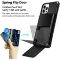 thumbnail image 2 of Compatible with iPhone 13 Pro Max Case Wallet 4-Card Holder ID Slot Flip Door Hidden Pocket Men Women Anti-Scratch Dual Layer Hybrid TPU Bumper Armor Protective Hard Shell Back Cover Black, 2 of 6