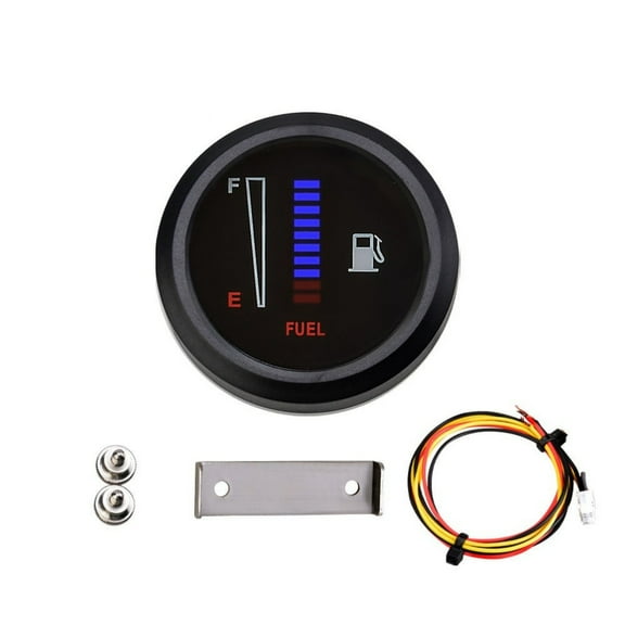 ARCADORA LED Fuel Level Meter Gauge 12V 24V Car Motorcycle Blue Red Display 52mm Diameter with Time Delay Function for Accurate Fuel Reading