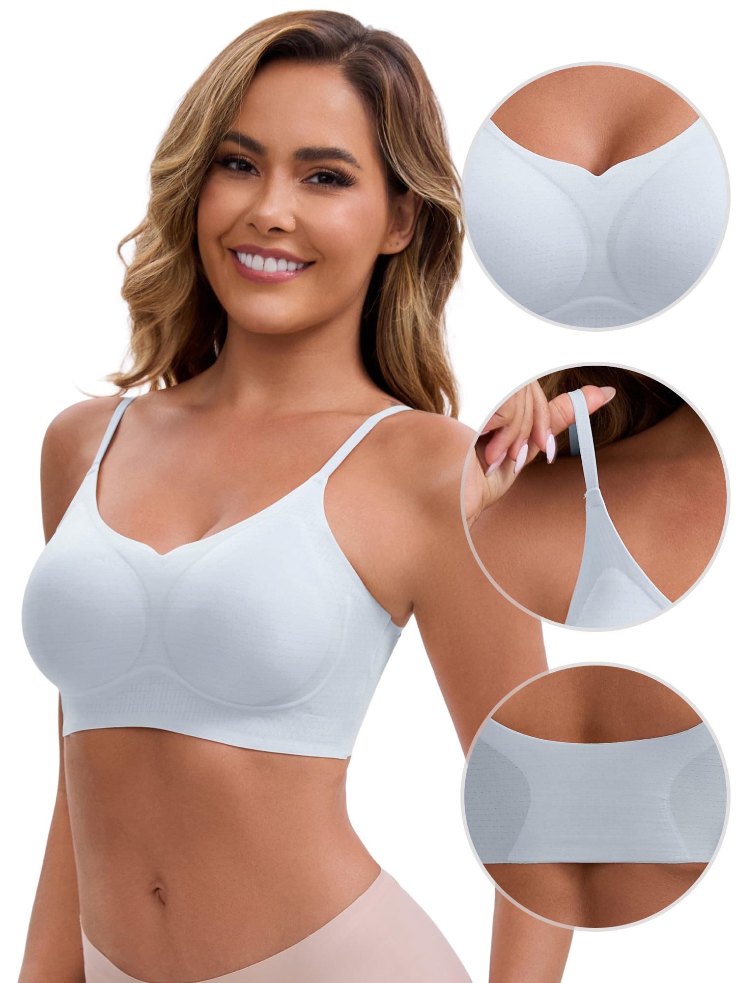 DARING DIVA Women's Adjustable Bras Soft L Blue