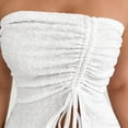 thumbnail image 5 of snilers Womens Summer 2 Piece Outfits Asymmetrical Drawstring Strapless Bandeau Top Matching Clubwear Bodycon Dress Set XS-XL, 5 of 6