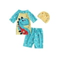 thumbnail image 1 of Kmbangi Baby Boys 3Pcs Swimsuits, Animal Print Toddler Bathing Suit Rash Guard Set with Swim Cap 9M-3T, 1 of 9