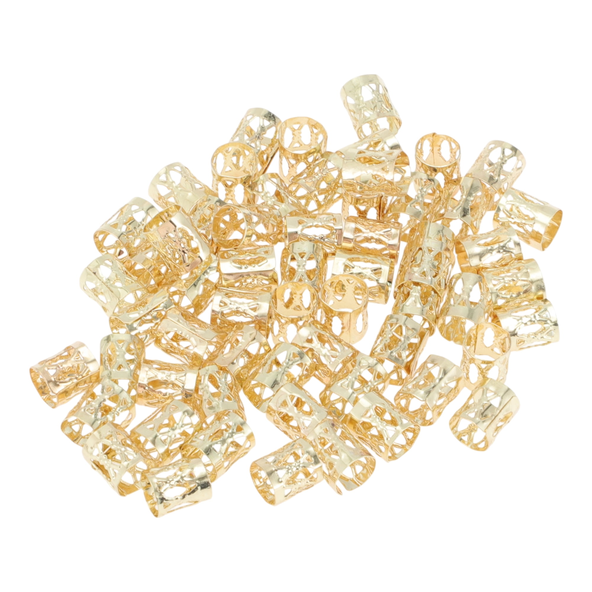 Unique Bargains Hollow Hair Cuffs Dreadlock 60 Pcs Gold Tone