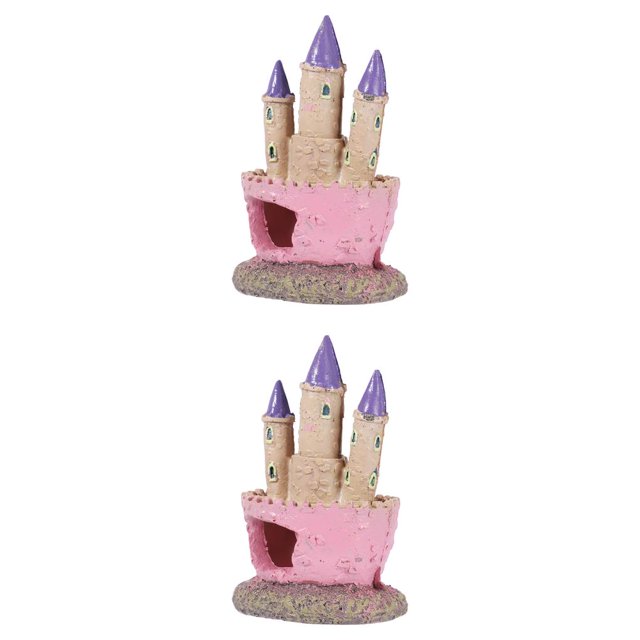 stanreset Pink Castle Fish Cave Aquarium Ornament Fish Tank Decoration NE 2PCS