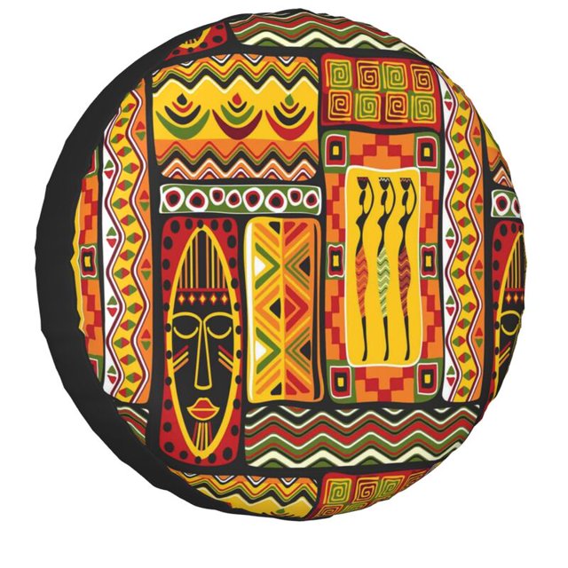 Traditional African Ethnic Design Spare Tire Cover for Prado Pajero 4WD 4x4 RV Car Wheel Protector 14" 15" 16" 17"h