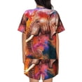 thumbnail image 3 of Bixox Women's Oil Paintings of Elephants Printed Pajama Set 2 Piece Lounge Set Top and Shorts Soft Pajamas, Shorts with Pockets, 3 of 7
