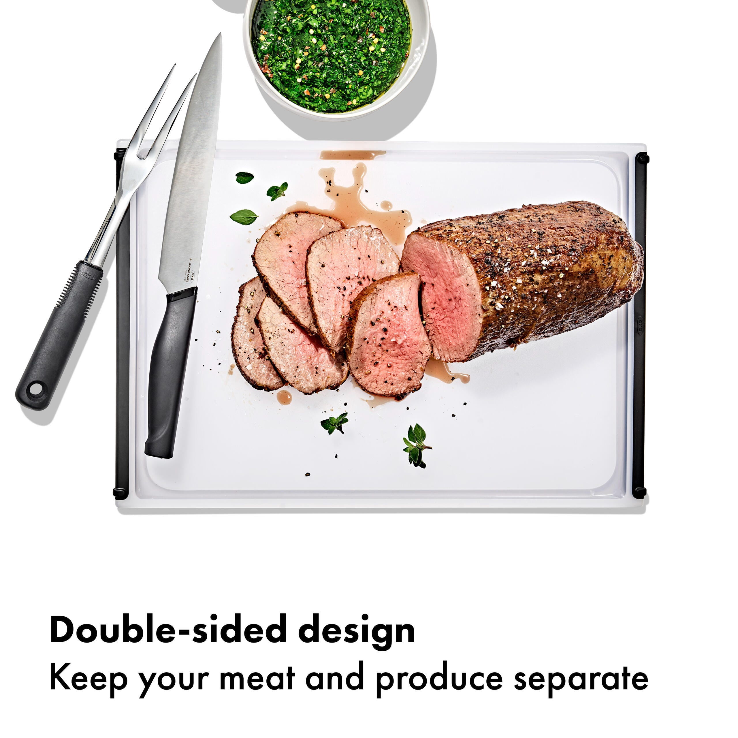 OXO Non-Slip Large Plastic Cutting Board with Juice Groove, Dishwasher Safe Kitchen Cutting Board for Meat, Vegetables & Family Meal Prep, 16.9 x 11.7 Inch