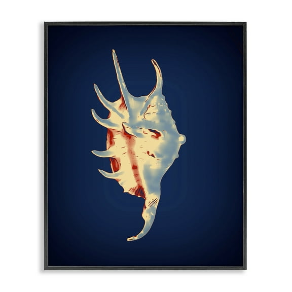 Stupell Industries Spider Conch on Blue Nautical & Beach Painting Black Framed Art Print Wall Art, 11 x 14