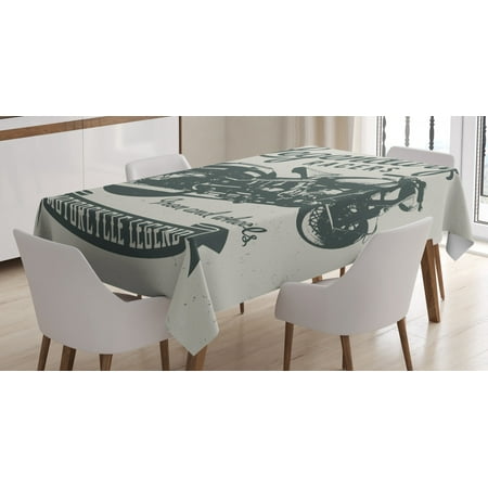 

Motorcycle Tablecloth Cruiser Bike Sketch with Hand Lettering Legendary Racers Quote Rectangular Table Cover for Dining Room Kitchen 60 X 84 Inches Pale Sage Green Dark Green by Ambesonne