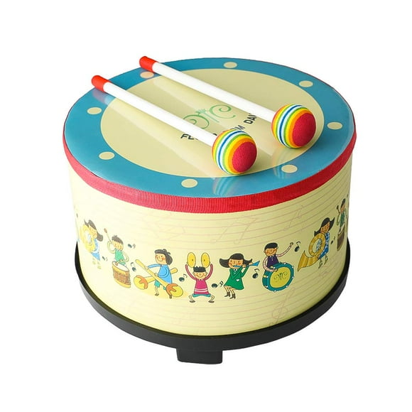 Tambour de Sol 10 Pouces Club de Carnaval Instrument de Percussion Coloré avec 2 Maillets Tambour Musical pour Enfant Cadeau Spécial Noël Anniversaire (10 Pouces)