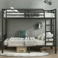 thumbnail image 2 of Black Bunk Bed Full Over Full, Heavy Duty Metal Bunk Beds Convertible into 2 Individual Beds, Full Size Bunk Beds with 2 Ladder and Full-Length Guardrail, Bunk Beds for Teens and Adults, 2 of 9