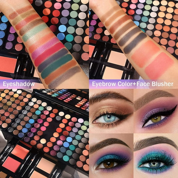 190 Colors Makeup Palette Set Kit Combination,Professional Makeup Kit Eyeshadow/Facial Blusher/Eyebrow Powder/Concealer Powder/Eyeliner Pencil/Mirror All-in-One Makeup Set - Walmart.com