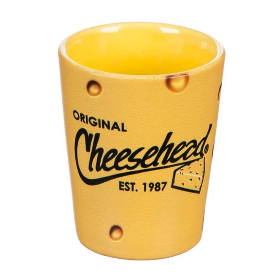 Original Cheesehead Ceramic 2-Tone Shot Glass - Gold Finish, 2 oz. 3TTS5070