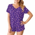 thumbnail image 4 of Goodtrade8 Lounge Sets 2 Piecess with Pocket Petite Sleepwear Printed Casual Short Sleeve V-Neck Pajamas for Women, 4 of 8