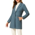 thumbnail image 4 of INSPIRE CHIC Women's Classic Notched Lapel Long Sleeves Long Overcoat S Grey Blue, 4 of 7