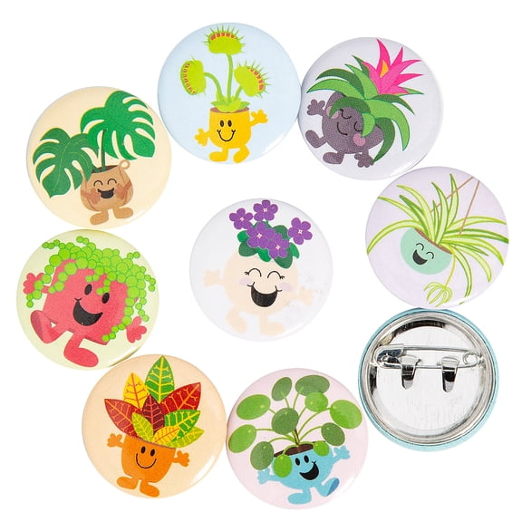 Fun Express 1" Bulk 48 Pc. Mini House Plant Character Metal Buttons