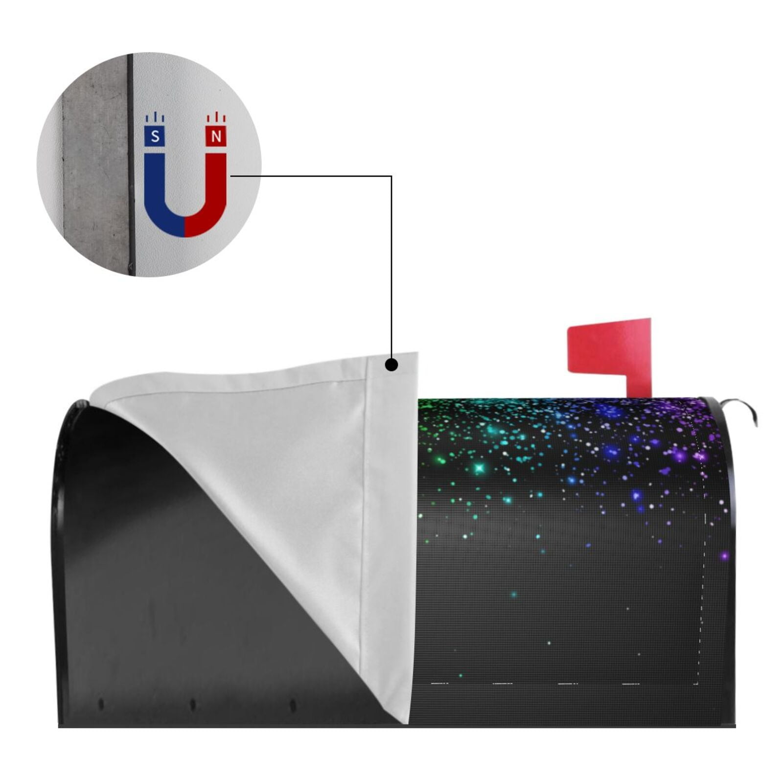 Vsdgher Night Rainbow Sparkles Mailbox Cover Magnetic Mailbox Wraps Post Letter Box Cover for Garden Yard Home Decor 2 Sizes-25.5x21 in