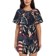 thumbnail image 1 of Balery Patriotic Bulldog Art Conjunto de Pijama para Mujer con Estampado, Dos Piezas de Manga Corta y Shorts, Ropa de Dormir Suave con Cuello Redondo y Bolsillos-4X-Large, 1 of 6